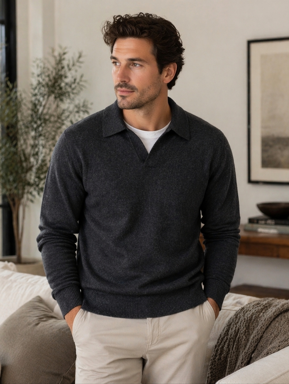 CCO Design Collective Men's Gray Quarter-zip Sweater
